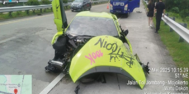 Lamborghini Tabrak Ignis di Tol Jombang karena Tak Jaga Jarak, Melaju 120 Km/Jam