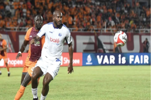 Joel Vinicius langsung menggetarkan jala PSIM lewat gol cepat untuk Arema